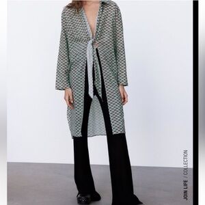 Zara Green and Black Patterned Tunic size S